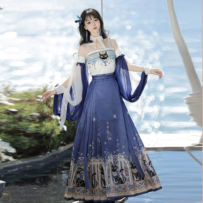 Egyptian Cats 埃及猫猫 - Dunhuang and Ming Dynasty Mamianqun Modern Chinese Outfit