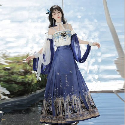 Egyptian Cats 埃及猫猫 - Dunhuang and Ming Dynasty Mamianqun Modern Chinese Outfit