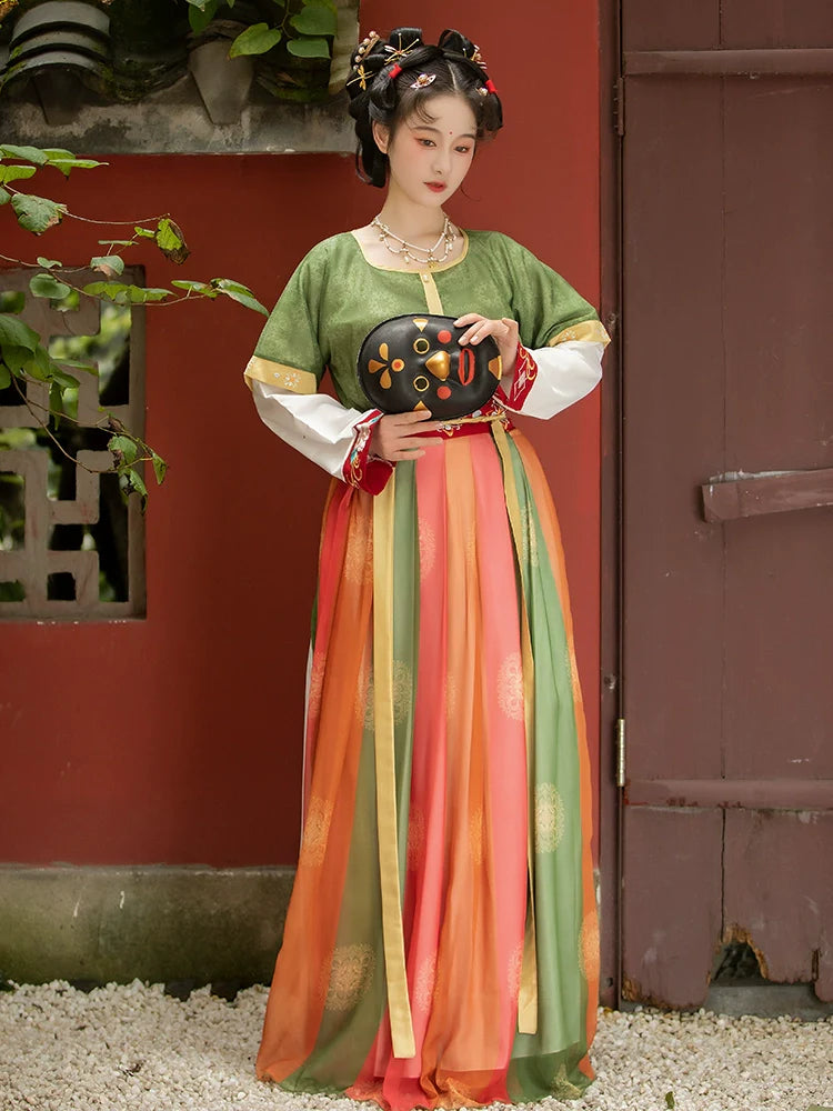 Pine - Tang Dynasty Style U-shaped Collar Qiyao Ruqun