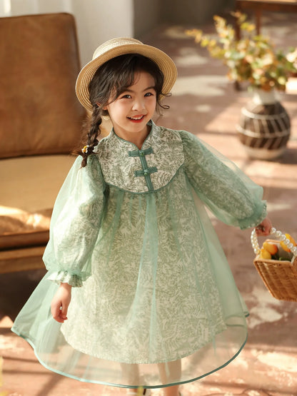 Amaryllis - New Chinese Style Cheongsam for Girls