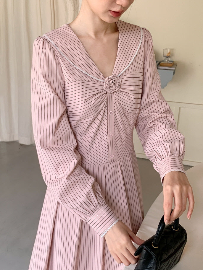 Striped Sailor Collar Dress