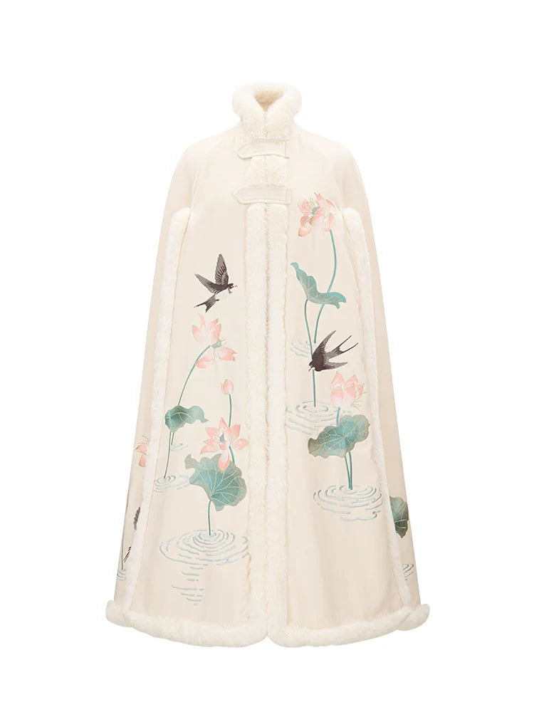 Long Velvet Embroidered Cloak, Water Immortal 水中仙 (Preorder)