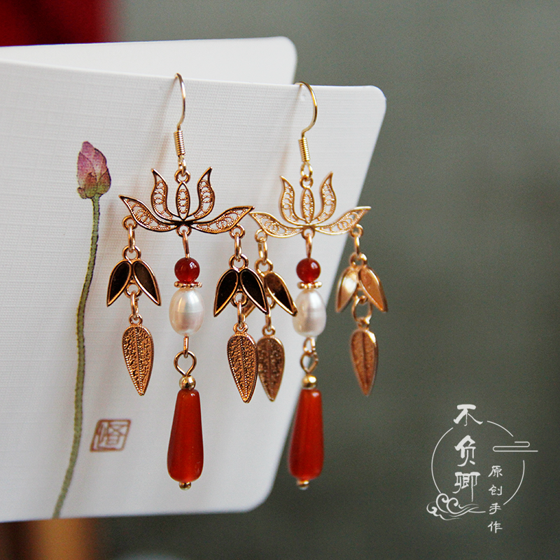 Fire Lotus Chinese Style Earrings