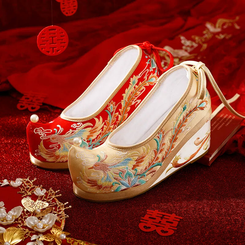 Prism - Wedge Heels Embroidered Hanfu Bridal Shoes