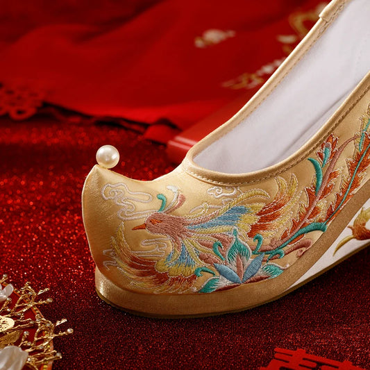 Prism - Wedge Heels Embroidered Hanfu Bridal Shoes
