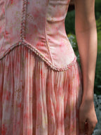Watercolor Garden Corset Maxi Dress