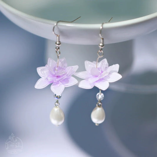 Water Lily Chinese Style Earrings