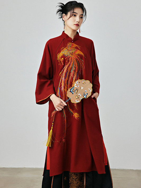 Vintage Phoenix - Wool Cheongsam Dress for Autumn and Winter
