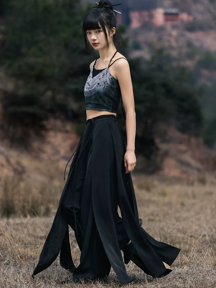 New Chinese Style Halter Camisole - Calligraphy