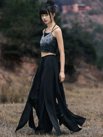 New Chinese Style Halter Camisole - Calligraphy