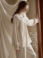 Vintage Floral Lace Collar Pajama Set