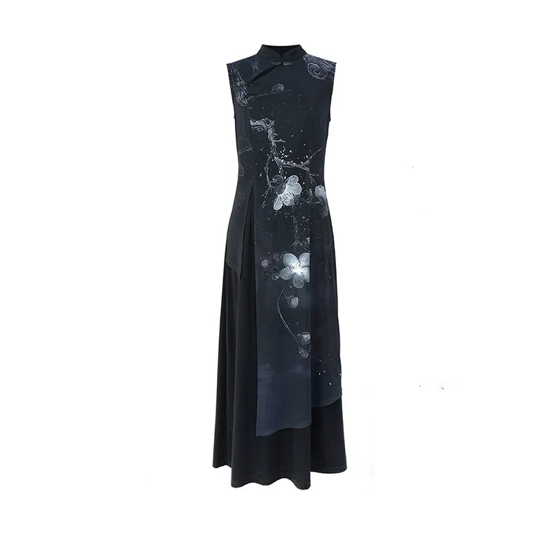 New Chinese Style Stand-Up Collar Cheongsam Dress