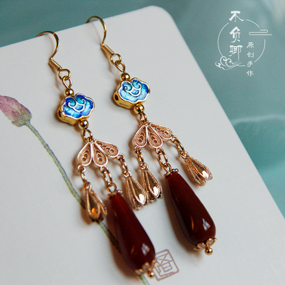 Iridescent Clouds Chinese Style Earrings