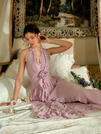 Lilac Rose Cascade Chiffon Dress