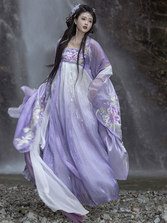 Begonia Rain 海棠未雨 - Tang Dynasty Style Hanfu Dress Heziqun