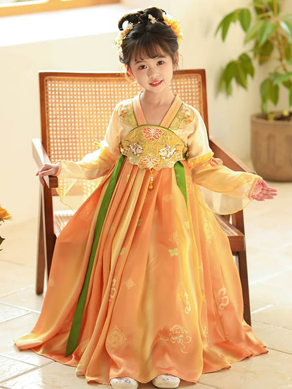 Sunset Glow - Tang Dynasty Hanfu Dress, Princess Costume for Girls