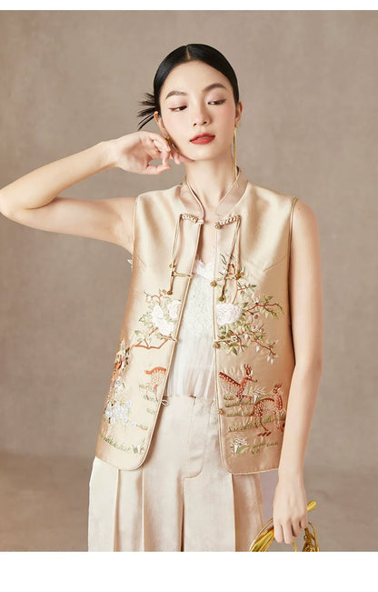 Spring Paper - New Chinese Style Jacquard Women Vest