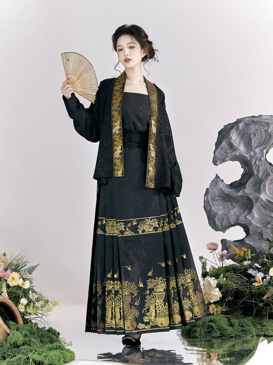 Peony Lion 牡丹狮子 - Song Dynasty Style Qiyao Ruqun Hanfu (Preorder)