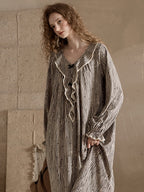 Vintage Stripe Ruffle Nightgown