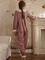 Vintage Rose Lace Collar Pajama Set