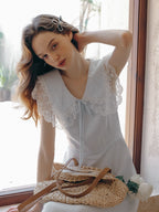 Sky Blue Lace Collar Dress