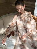 Elegant Cold-Shoulder Tie-Dye Dress