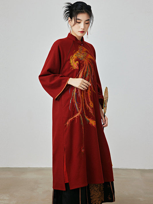 Vintage Phoenix - Wool Cheongsam Dress for Autumn and Winter