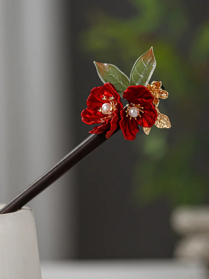 Bow Hair Clip: Rouge Camellia