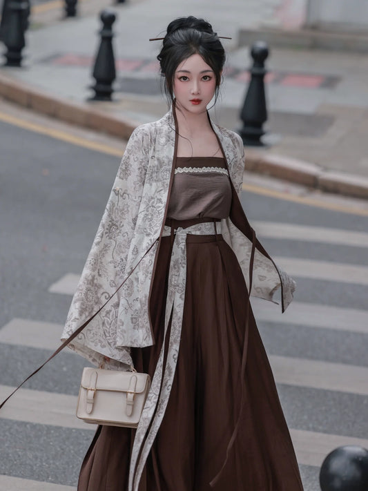 Milk Coffee Wisteria - Modern Song Dynasty Hanfu Outfit (Preorder)
