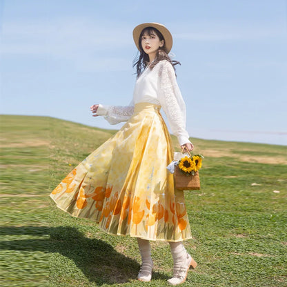 Ming Dynasty Modern Hanfu, Mamianqun, Tulip Fields 郁金香芙