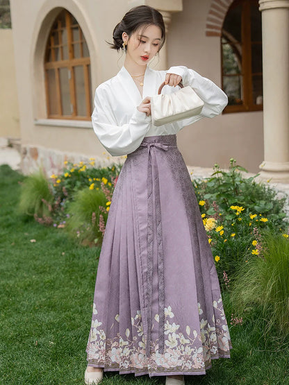 Ming Dynasty Modern Hanfu, Mamianqun, Evening Jade 晚玉
