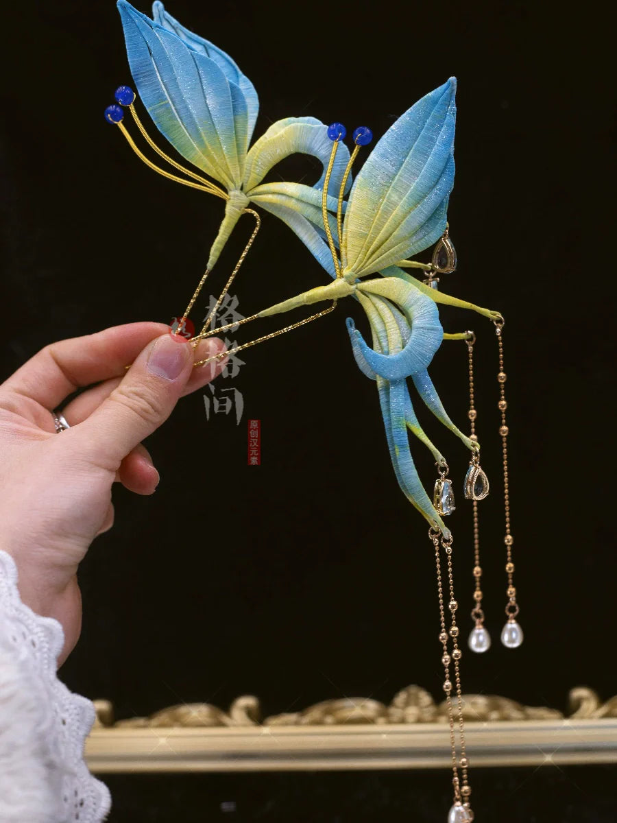 Hair Pins: Emerald Butterfly
