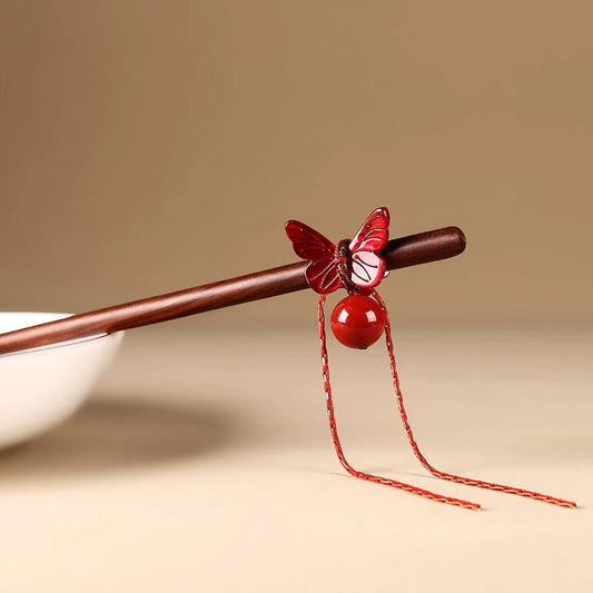 Sandalwood Hair Stick: Butterfly