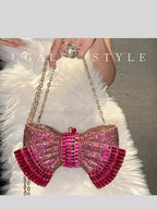 Rhinestone 3D Bow Sparkling Evening Clutch Bag