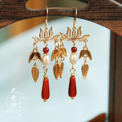 Fire Lotus Chinese Style Earrings