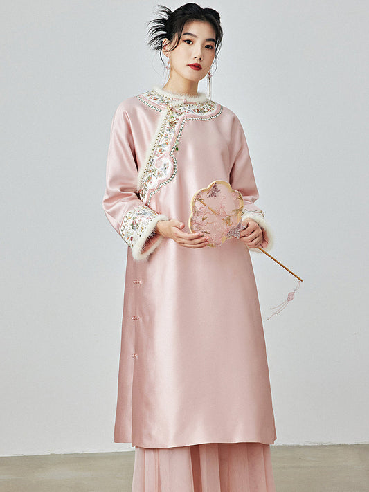 Frost Moon - Padded Cheongsam Dress for Autumn and Winter