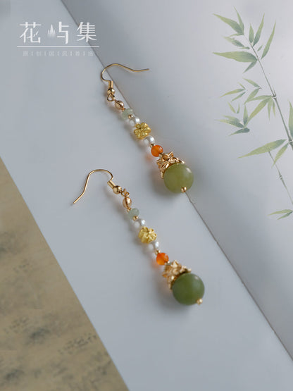 Vintage Stone Chinese Style Earrings