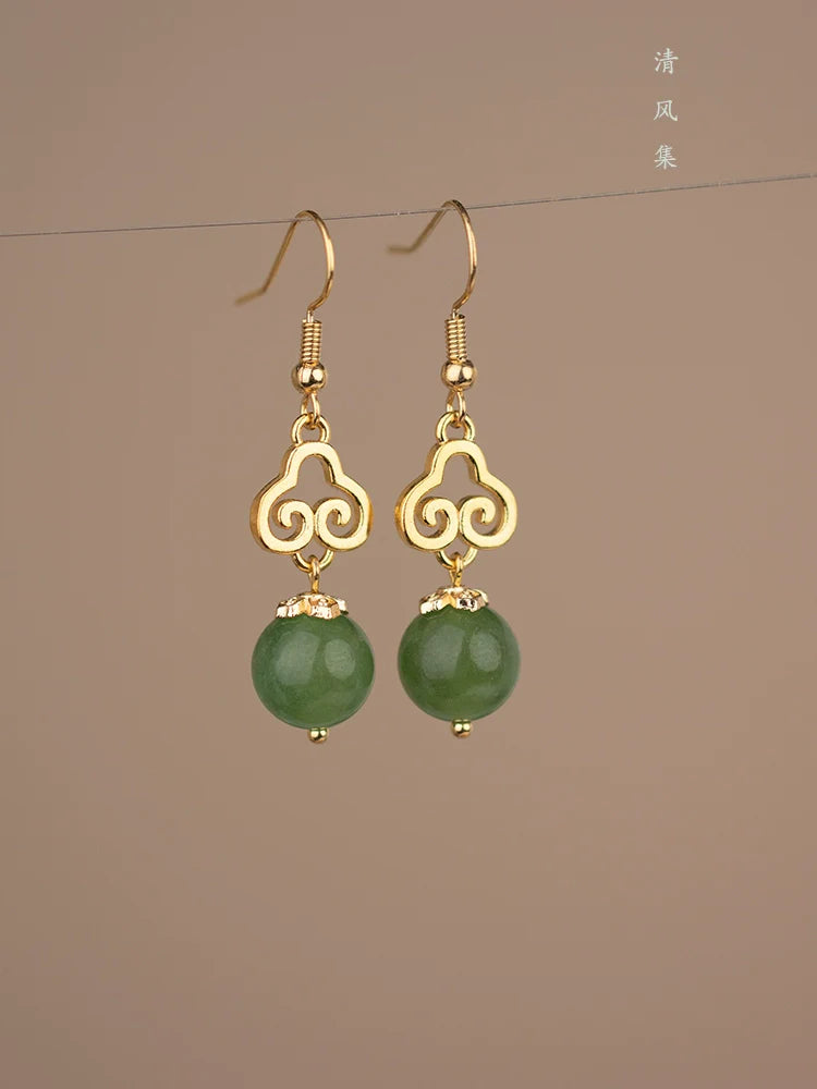 Jade Clouds Chinese Style Earrings