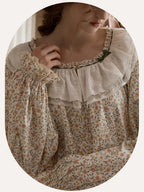 Vintage Floral Lace Collar Pajama Set