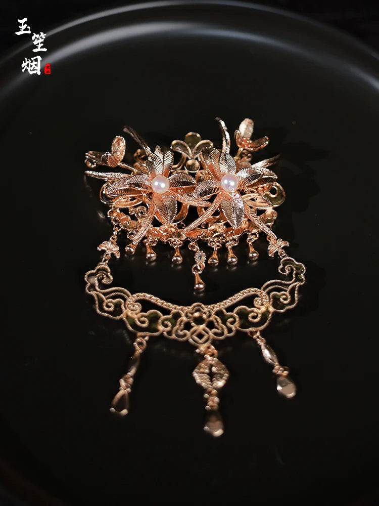 Hanfu Hair Accessories Set: Orange Peony