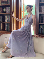 Lavender Bow Halter Dress
