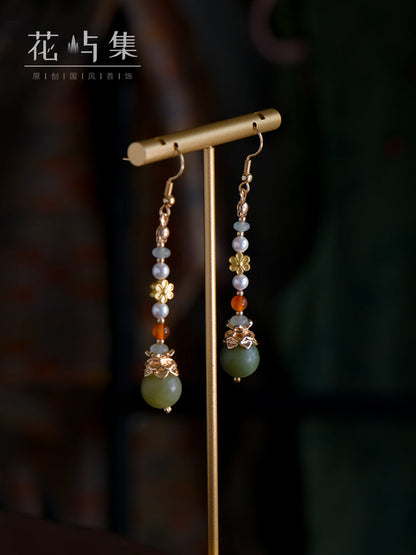 Vintage Stone Chinese Style Earrings