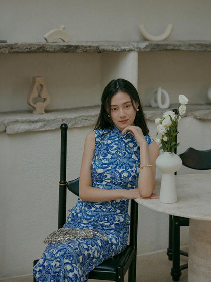 Blue Glaze 蓝釉 - Spring and Summer Short Sleeve Hong Kong-Style Ramie Cheongsam (Preorder)