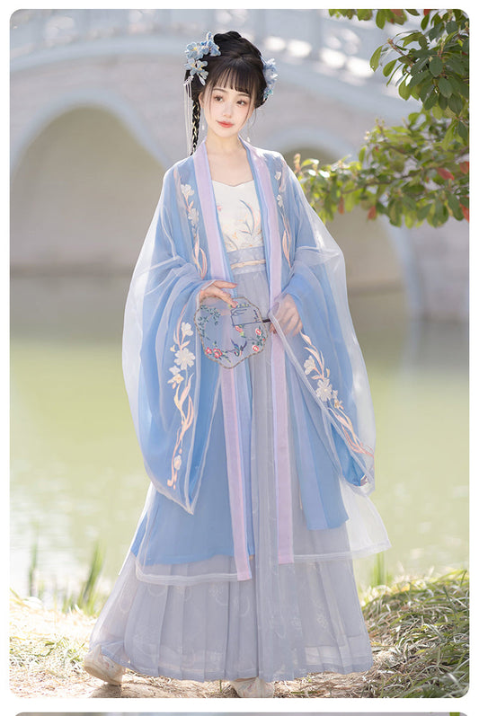 Indigo Blossoms - Song Dynasty Style Qiyao Ruqun Hanfu