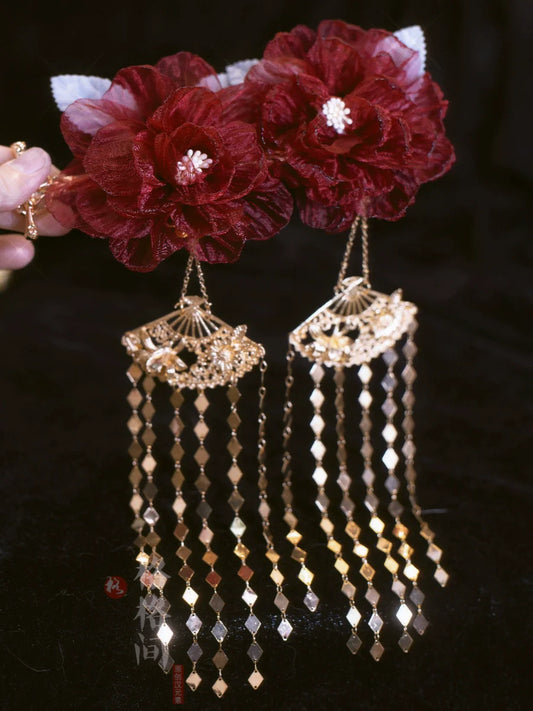 Hair Clips: Crimson Rose