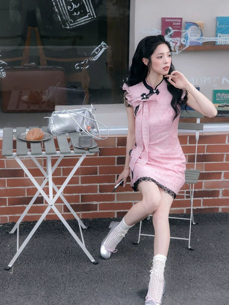 Heart Powder 觅心粉黛 - New Chinese Style Cheongsam Dress (Preorder)