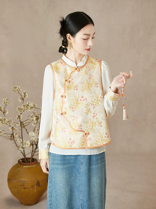 Sweet Tangerine - New Chinese Style Jacquard Women Vest