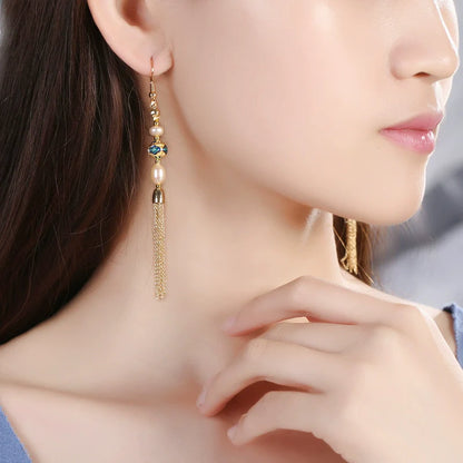 Alice Long Tassels Chinese Style Earrings