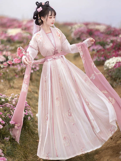 Flowers and Butterfly - Tang Dynasty Style Beizi Qiyao Ruqun