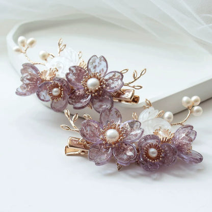 Hair Clips: Glass Flowers